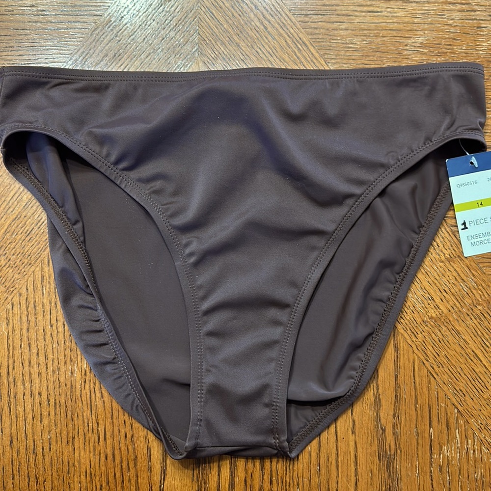 Jantzen NWT full coverage hi-waist sz 14 brown bikini bottoms